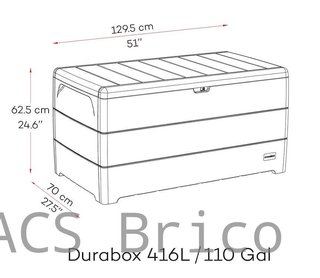 Baúl Arcón PVC 416 L Gris Oscuro - 70x129x62 cm - Duramax