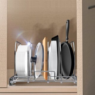 Soporte para Sartenes y Ollas, Organizador Expandible Extraíble para Debajo del Gabinete, Organización de Bandejas para Hornear Galletas, Divisores de Alambre Ajustables, Soporte para Tapas de Ace...