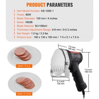 Cuchillo Eléctrico para Shawarma, Cuchillo Profesional Turco para Kebab de 80W, Cortador de Gyro de Acero Inoxidable Comercial, Cortadora de Carne de Doner Kebab con 2 Cuchillas, Diámetro de Cuchi...