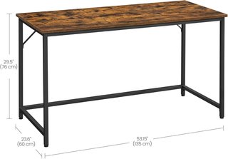 Escritorio para Computadora, Estación de Trabajo, 60 X 135 X 76 Cm, Escritorio de Oficina, Estudio Dormitorio Sala de Estar, Marrón Vintage y Negro Tinta LWD043B01