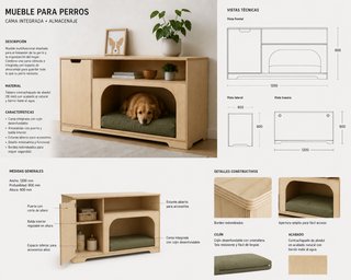 Mueble Perros Cama Integrada + Almacenaje