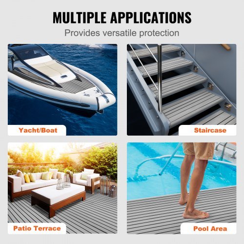 Suelo para Barcos, Cubierta de Espuma EVA 240 x 89.9 cm, Suelo Autoadhesivo Antideslizante, Alfombra Marina de 2.2 m² para Barcos, Yates, Pontones, Cubierta de Kayak