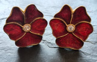 Pendientes clip Yves Saint Laurent flor esmalte