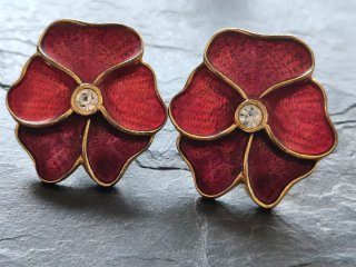 Pendientes clip Yves Saint Laurent flor esmalte