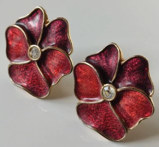 Pendientes clip Yves Saint Laurent flor esmalte
