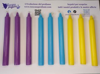 Set 9 Candele Viola, Blu, Gialle