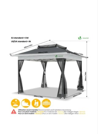 Carpa Gazebo Plegable 3.6x3.6m con Laterales