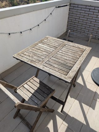 Mesa y Sillas Plegables Exterior Madera