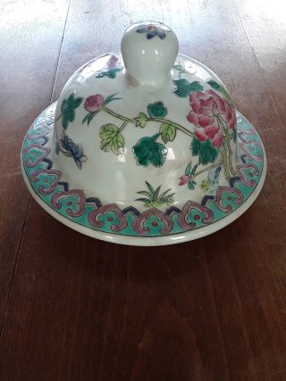 Tapa porcelana china antigua floral
