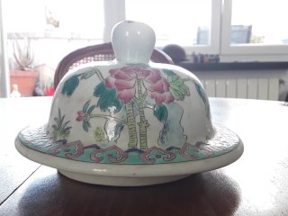 Tapa porcelana china antigua floral