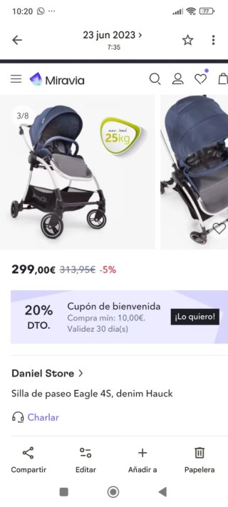 Silla de paseo ligera Hauck Eagle 4S doble sentido