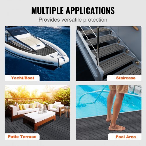 Suelo para Barcos, Cubierta de Espuma EVA 94.5" x 23.6", Suelo Autoadhesivo Antideslizante, Alfombra Marina de 15.5 pies cuadrados para Barcos, Yates, Pontones, Cubierta de Kayak
