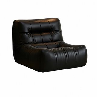 Puff sillón negro piel