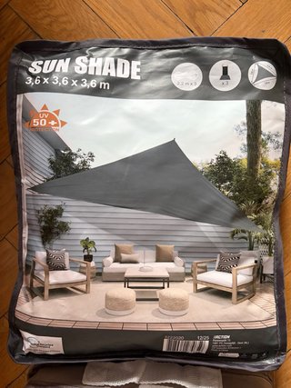 Toldo Vela Gris 3,6m Protección UV 50+