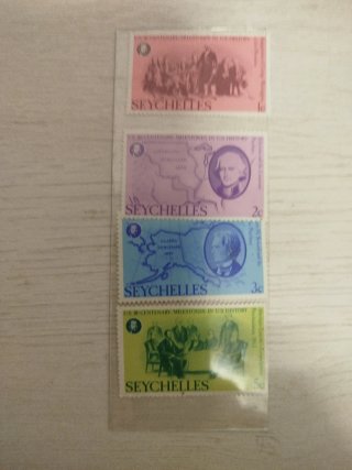 Lote 4 Sellos Seychelles Historia EE.UU.