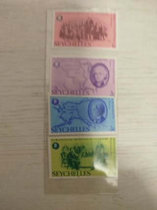 Lote 4 Sellos Seychelles Historia EE.UU.