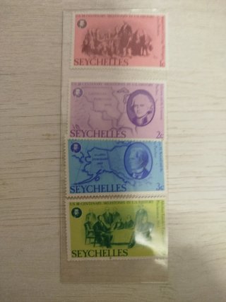 Lote 4 Sellos Seychelles Historia EE.UU.