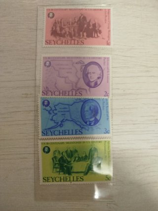 Lote 4 Sellos Seychelles Historia EE.UU.