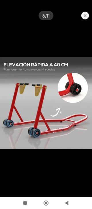 Caballete elevador moto rojo