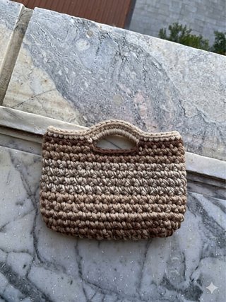 Borsa uncinetto modello ILA beige e bianca