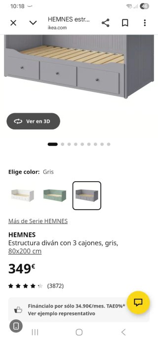 Hemnes cama divan negro completa