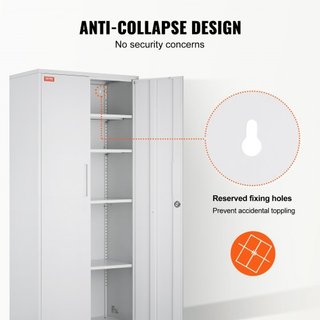 Armario de Almacenamiento de Metal, Armario de Almacenamiento de Acero con 2 Puertas Magnéticas y 4 Estantes Ajustables, Armario de Metal de 71'' con Capacidad de 200 lbs por Estante con 3 Llaves,...