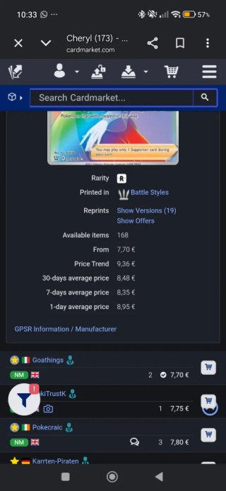 Cheryl Carta Pokémon Battle Styles Rainbow