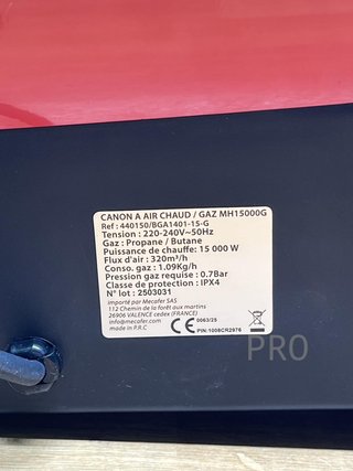 Cañón de aire caliente gas Mecafer