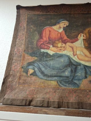 Tapiz antiguo religioso tejido