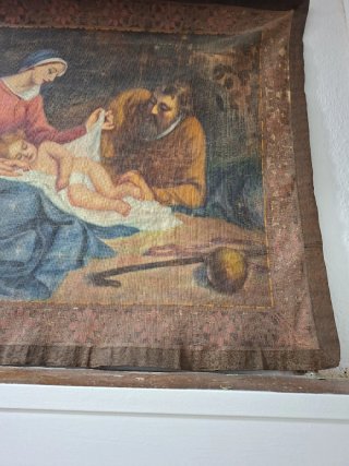 Tapiz antiguo religioso tejido