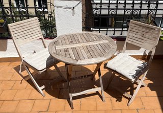 Set terraza bistró madera acacia mesa + 2 sillas