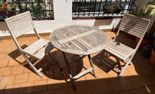 Set terraza bistró madera acacia mesa + 2 sillas