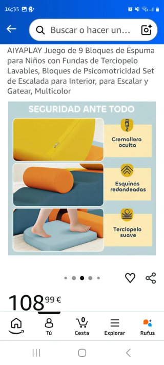 Gimnasio Infantil Bloques Espuma Terciopelo