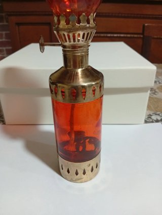 Lampada Vintage Vetro Arancio Ottone