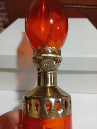 Lampada Vintage Vetro Arancio Ottone