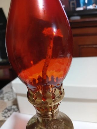 Lampada Vintage Vetro Arancio Ottone