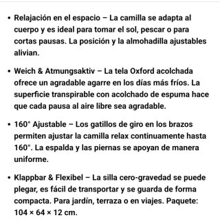 Tumbona Gravedad Cero Plegable