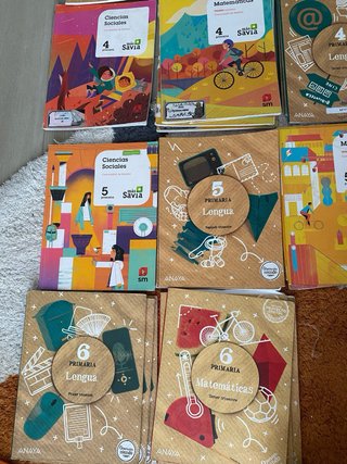 Libros de texto mas savia y Anaya 2, 3, 4, 5 y 6