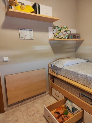 Cama nido 90cm con cajones, armario y colchones