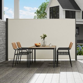 Toldo Lateral Retráctil, Pantalla de Privacidad Exterior 71''x 138'', Pantalla de Patio Retráctil Impermeable de Poliéster 180g, Pantalla Divisoria UV 30+ para Patio, Jardín, Balcón, Beige