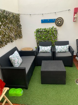 Conjunto de jardín ratán negro.