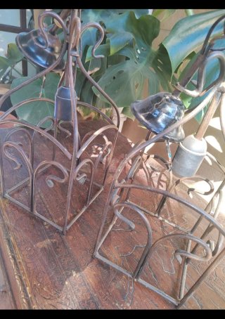 Pareja de faroles forja marrones y dorados