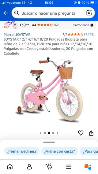 Bicicleta infantil rosa JOYSTAR