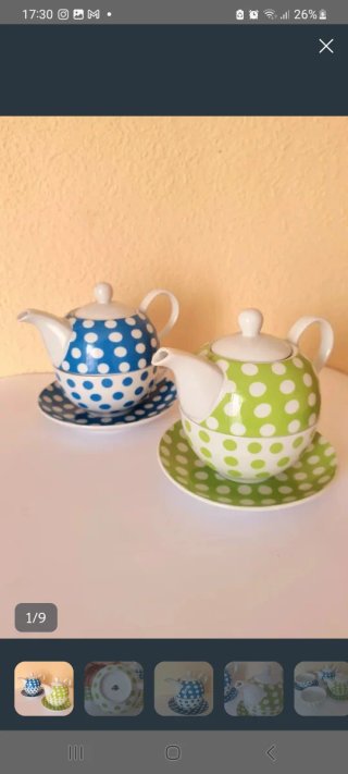 Lote 2 juehos Tazas de té Tea for One lunares