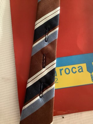 Corbata Sala Roca Rayas Marrón y Azul