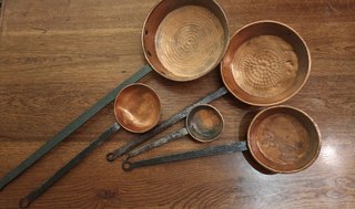 Lote 5 cazos y sartenes cobre antiguos