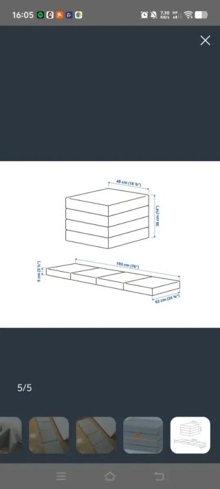 Colchón plegable Ikea gris