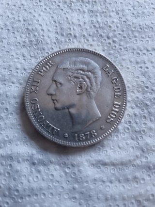 Moneda Alfonso XII 5 Pesetas Plata 1878