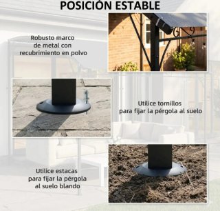 Pérgola de pared 2,8x3,8m