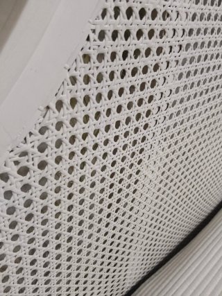 Cabecero de mimbre y madera blanco